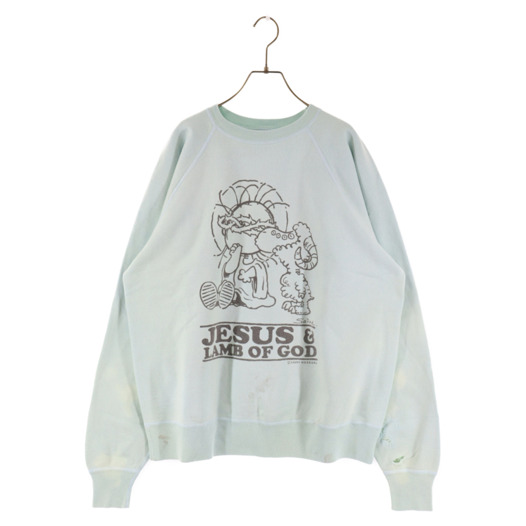 SAINT MICHAEL セントマイケル 23AW JESUS CREW NECK SWEAT SM-A23-0000-024 プリント クルーネックスウェットシャツ トレーナー ブルー