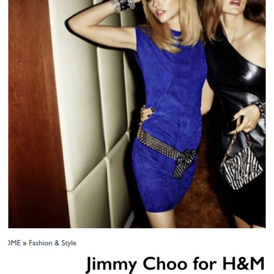 ワンピース超レア★ジミーチュウ×H&M★本革スウェードレザーワンピース★ロイヤルブルー美品