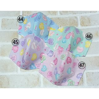 子供用☆ハンドメイドマスク　ハート　パステルカラー(外出用品)