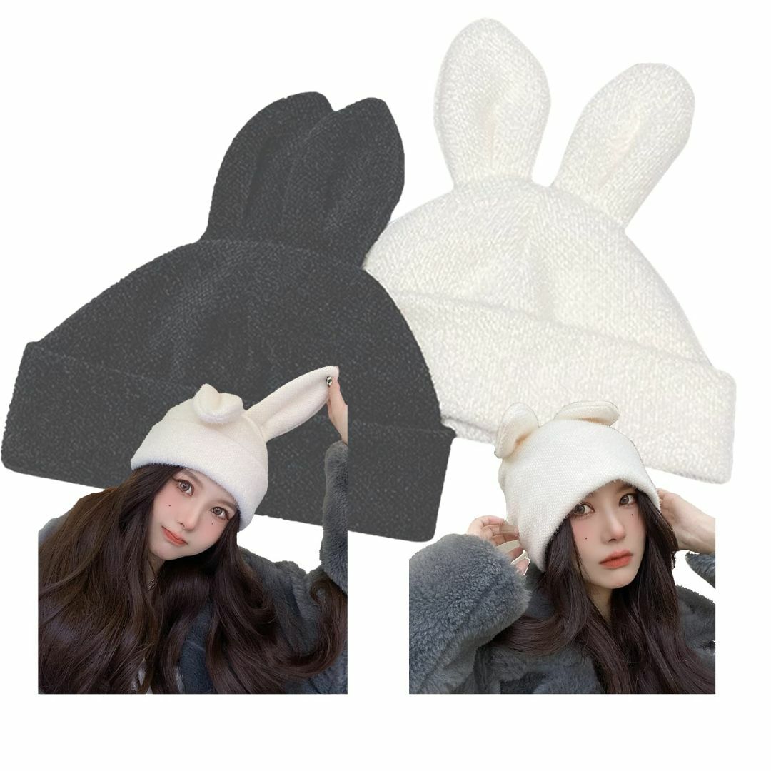 【色: TB】[SongGelon] 冬の帽子 ウサギ 毛皮 帽子 レディース 4