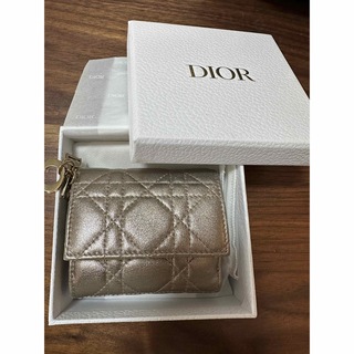 ディオール(Dior)のレディディオール ミニ財布 三つ折財布 ゴールド(財布)