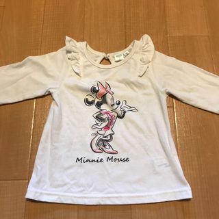 ディズニー(Disney)のミニーちゃん 長袖シャツ 90 女の子 ディズニー 白 ディズニー 現状品(Tシャツ/カットソー)