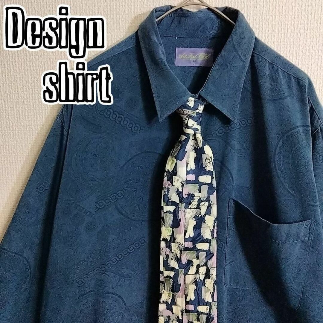 【美品】デザインシャツ 柄シャツ 総柄シャツ メンズ ネクタイシャツ スカーフ柄 | フリマアプリ ラクマ