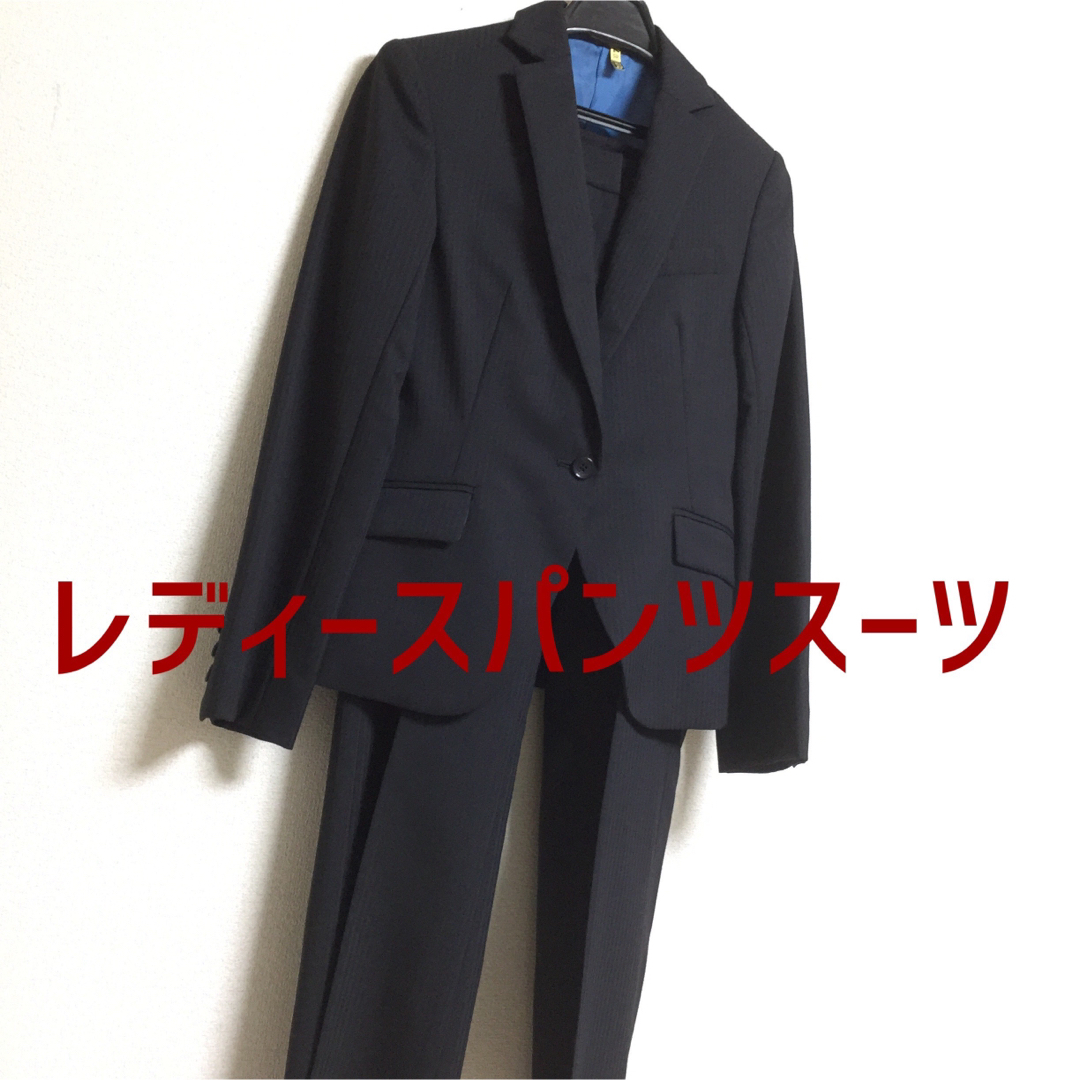 【美品】ウール混合／レディースパンツスーツ