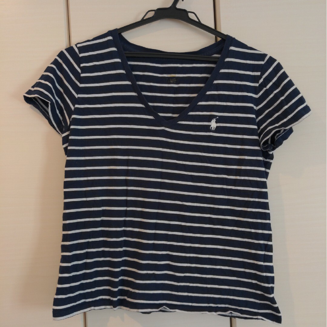 POLO RALPH LAUREN(ポロラルフローレン)の【ポロラルフローレン】VネックボーダーTシャツ レディースのトップス(Tシャツ(半袖/袖なし))の商品写真