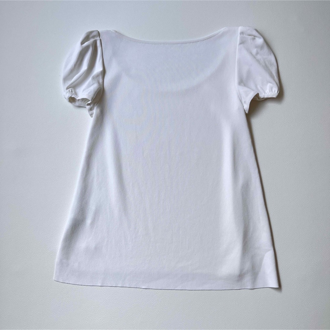 美品 FOXEY NEWYORK フォクシー ニット ロゴプレート パフスリーブ