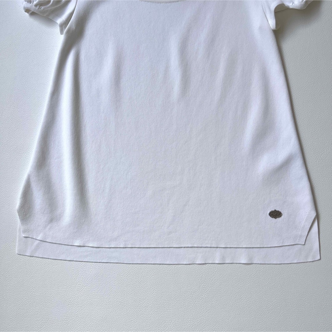 美品 FOXEY NEWYORK フォクシー ニット ロゴプレート パフスリーブ