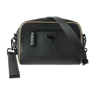 プラダ(PRADA)のPRADA プラダ サフィアーノ  ショルダーバッグ 2VH063 レザー   ブラック ゴールド系  リストレット 2WAY セカンドバッグ クラッチバッグ 【本物保証】(ショルダーバッグ)