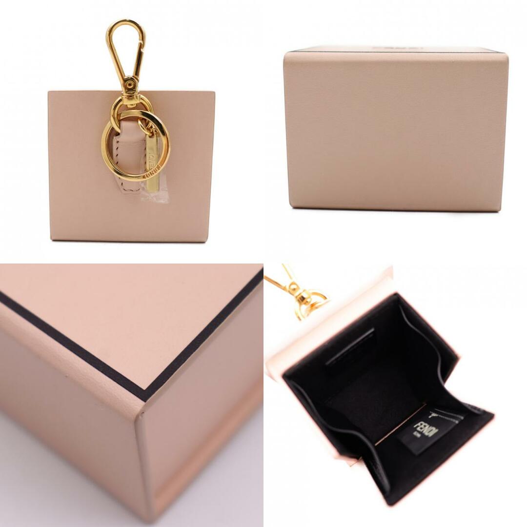 FENDI(フェンディ)のFENDI フェンディ  MINIBOX CHARM ミニボックス キーホルダー 7AR917 レザー   ローズ ゴールド金具  バッグチャーム キーリング 【本物保証】 レディースのファッション小物(キーホルダー)の商品写真