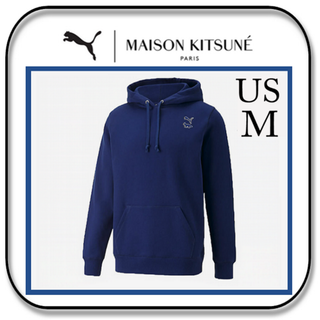 メゾンキツネ(MAISON KITSUNE')のプーマ x メゾンキツネ　ニット パーカー　ブルーデプス　(US)Ｍ(パーカー)