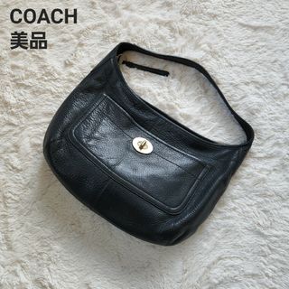 美品✨COACH コーチ　ワンショルダーバッグ　肩掛け　レザー　ネイビー系