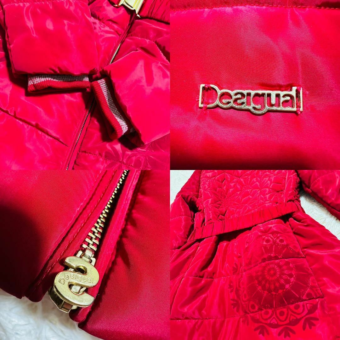 美品☆Desigual ダウンジャケット キルティング ファー レッドXL