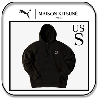 メゾンキツネ(MAISON KITSUNE')のプーマ x メゾンキツネ　ニット パーカー　プーマブラック　(US)Ｓ(パーカー)