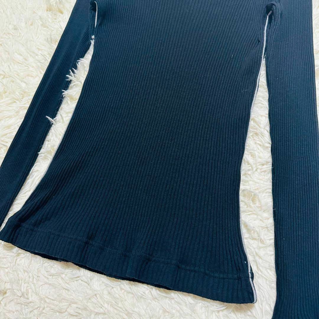 DOLCE&GABBANA リブ ニット トップス 長袖 サイドライン 黒 M