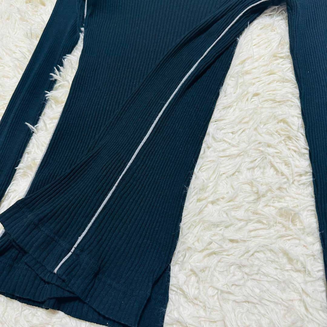 DOLCE&GABBANA リブ ニット トップス 長袖 サイドライン 黒 M
