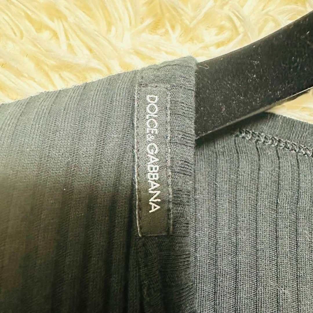 DOLCE&GABBANA リブ ニット トップス 長袖 サイドライン 黒 M