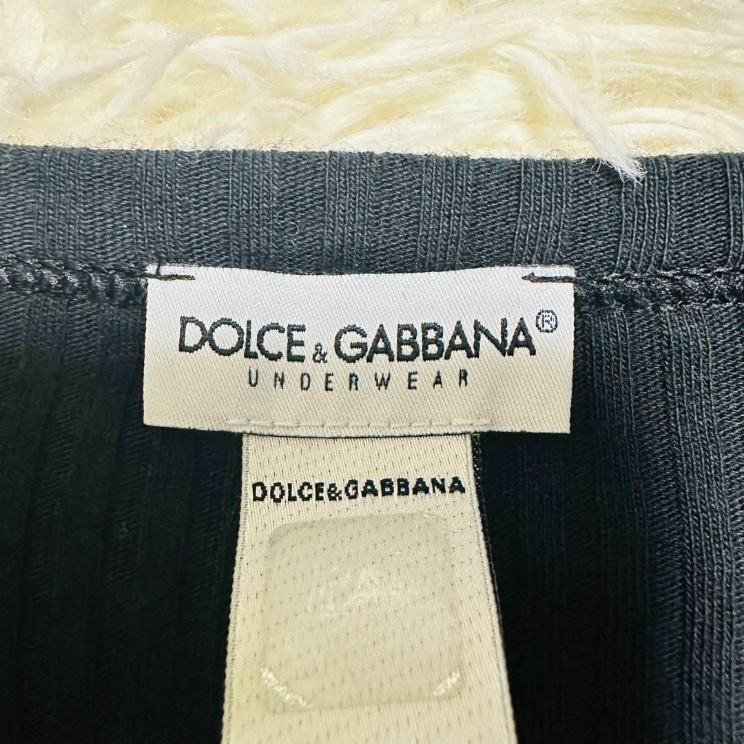 DOLCE&GABBANA リブ ニット トップス 長袖 サイドライン 黒 M
