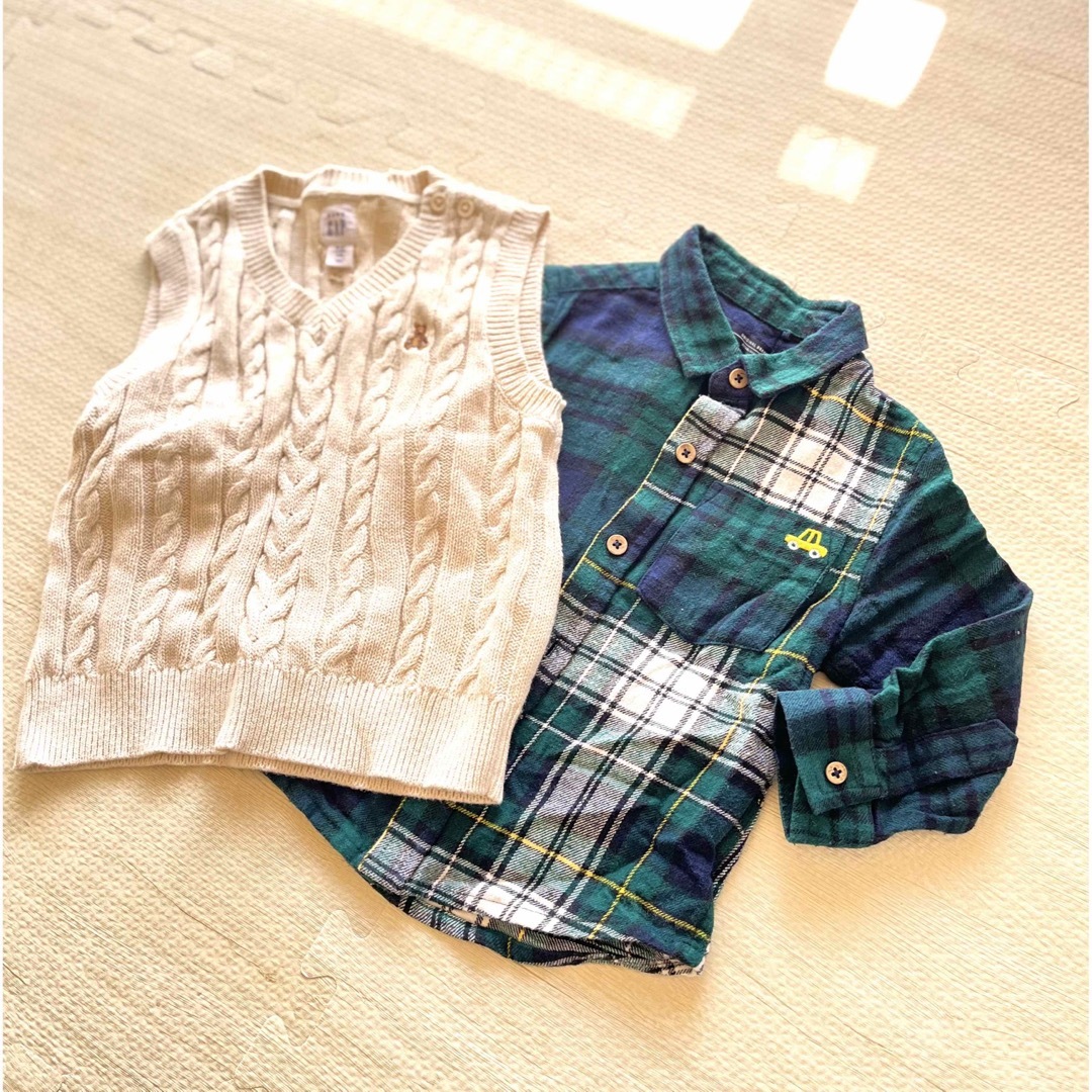 babyGAP(ベビーギャップ)の【2歳セット】Baby GAP ニット+ NEXT baby シャツ  キッズ/ベビー/マタニティのベビー服(~85cm)(シャツ/カットソー)の商品写真