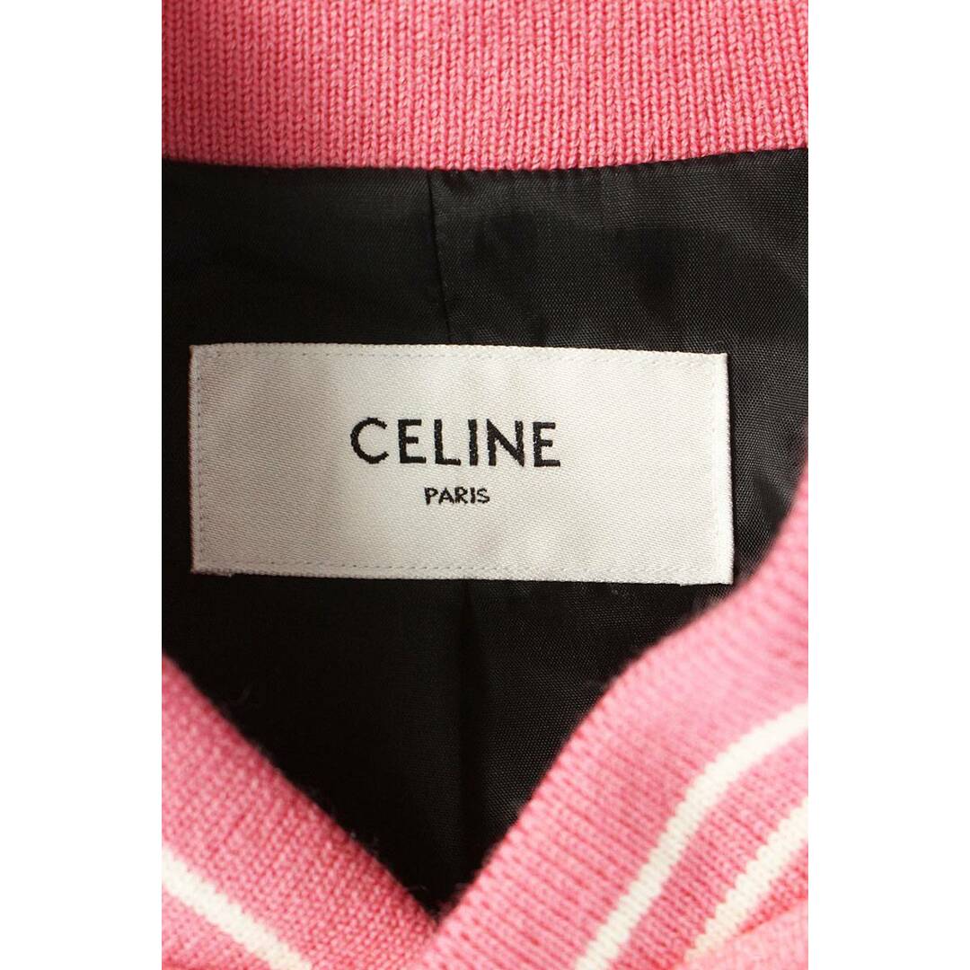 celine(セリーヌ)のセリーヌバイエディスリマン  22SS  2V01I896C FLAMINGO TENSIONS 袖レザー切替フラミンゴルーズテディブルゾン メンズ 44 メンズのジャケット/アウター(ブルゾン)の商品写真