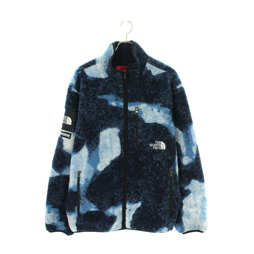 シュプリーム ×ノースフェイス THE NORTH FACE 21AW Bleached Denim Print Fleece Jacket タイダイフリースブルゾン メンズ L