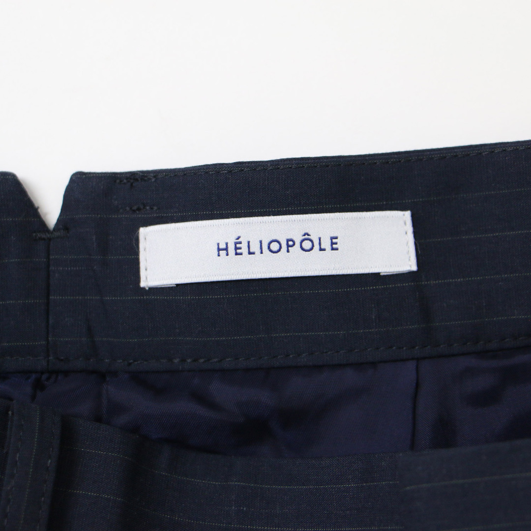 heliopole(エリオポール)のHELIOPOLE エリオポール パンツ ロング クロップド アンクル丈 ワイド ボトムス ズボン ネイビー 紺 36(S) タック ピンストライプ ポリエステル リネン 麻 おしゃれ シンプル 無地 きれいめ 大人女子 ブランド 上品 ベーシック オフィスカジュアル【レディース】 レディースのパンツ(クロップドパンツ)の商品写真