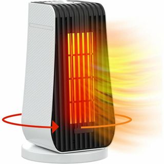 Fohil セラミックヒーター 小型 電気ファンヒーター 3秒速暖 90°自動首(ファンヒーター)