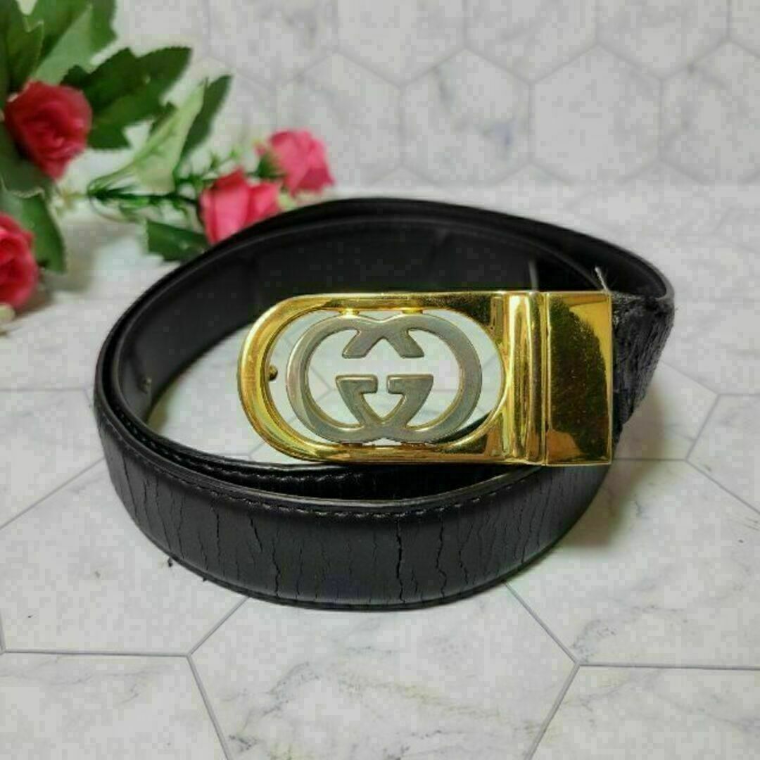 GUCCI ゴールド ロゴ バックル お洒落 ベルト パンツ スーツ-