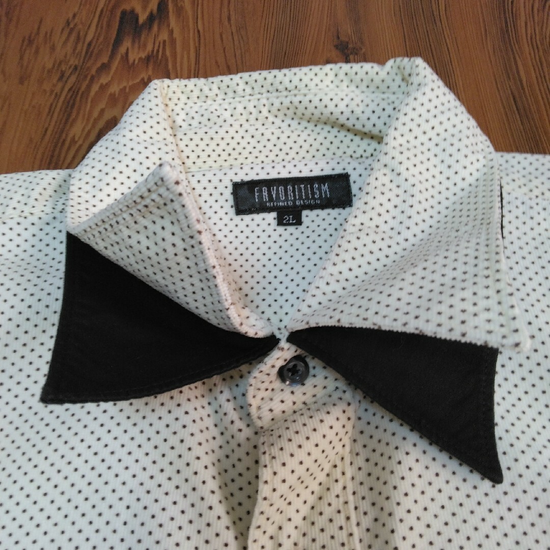 しまむら(シマムラ)の美品 FAVORITISM 2枚襟 ドット柄 コーデュロイ 長袖シャツ メンズのトップス(Tシャツ/カットソー(七分/長袖))の商品写真