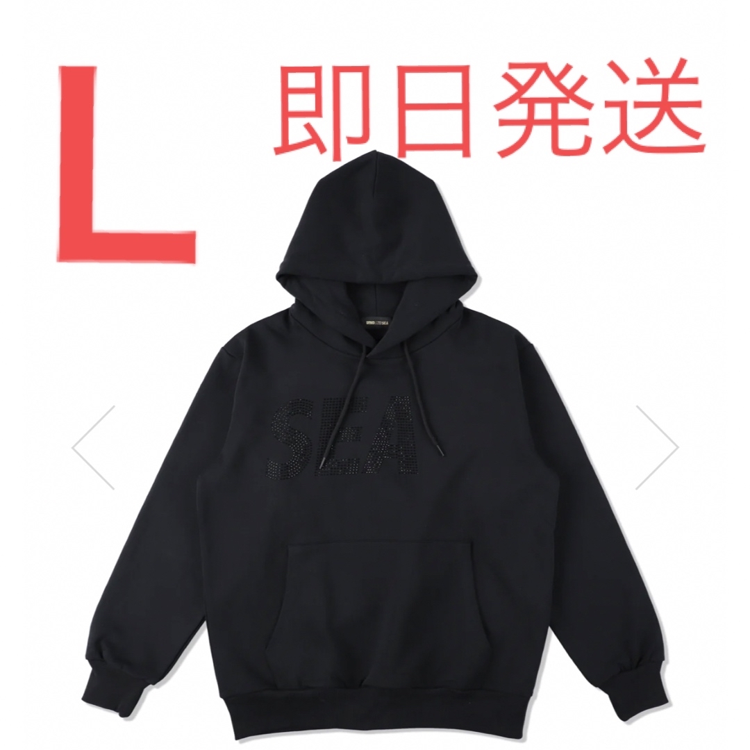 WIND AND SEA Sea Rhine Stone Hoodie 黒 Ｌ