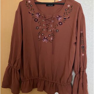 花柄シャツ茶(シャツ/ブラウス(長袖/七分))