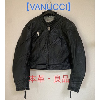 【VANUCCI】ヴァヌッチ ライダースジャケット 黒 本革 レザー L 良品(ライダースジャケット)