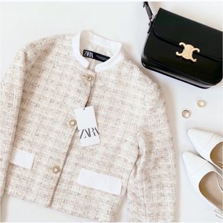 ザラ(ZARA)の新品未使用タグなしZARA ツイード ジャケット　(ノーカラージャケット)