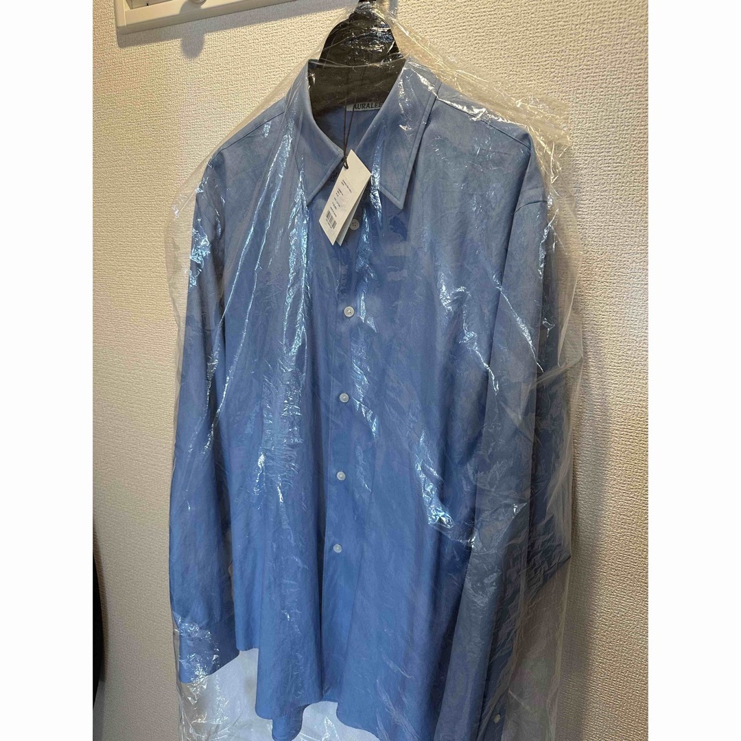 AURALEE WASHED FINX TWILL SHIRT BLUE