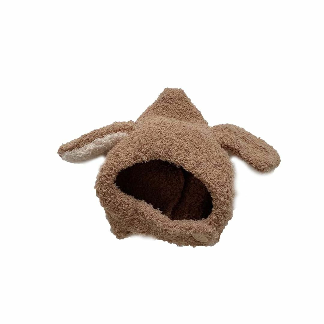 【色: ブラウン】[SLINX] ベビー 新生児 帽子 ニット 犬耳付き 可愛い
