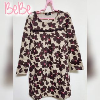 ベベ(BeBe)の【120】新品　ベベ　長袖　ワンピース　裏起毛　花柄(ワンピース)