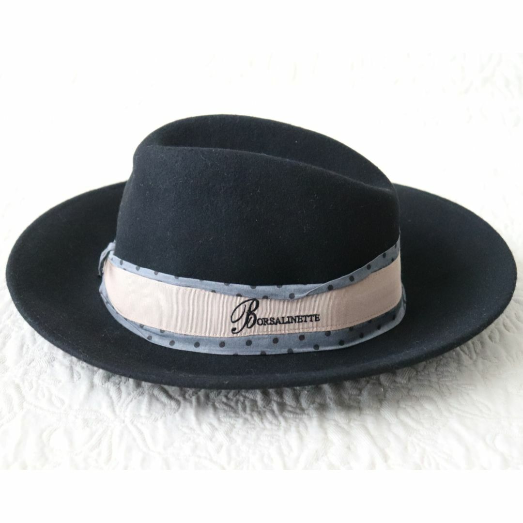 Borsalino(ボルサリーノ)の新品【BORSALINETTE ～ボルサリーノ～】毛100％フェルトハット黒 M レディースの帽子(ハット)の商品写真