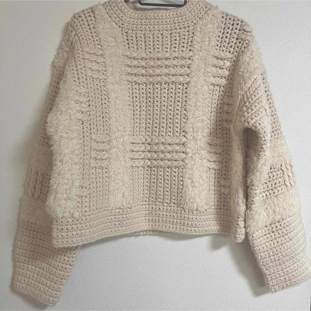 クラネ clane WIDE CHECK HAND KNIT ホワイト 1