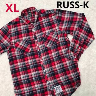 ラスケー(RUSS・K)のラスケー　メンズ　起毛シャツ　カジュアル　チェック　サイズXL(シャツ)