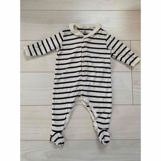 プチバトー(PETIT BATEAU)のプチバトーロンパース  ボーダー　6m(ロンパース)