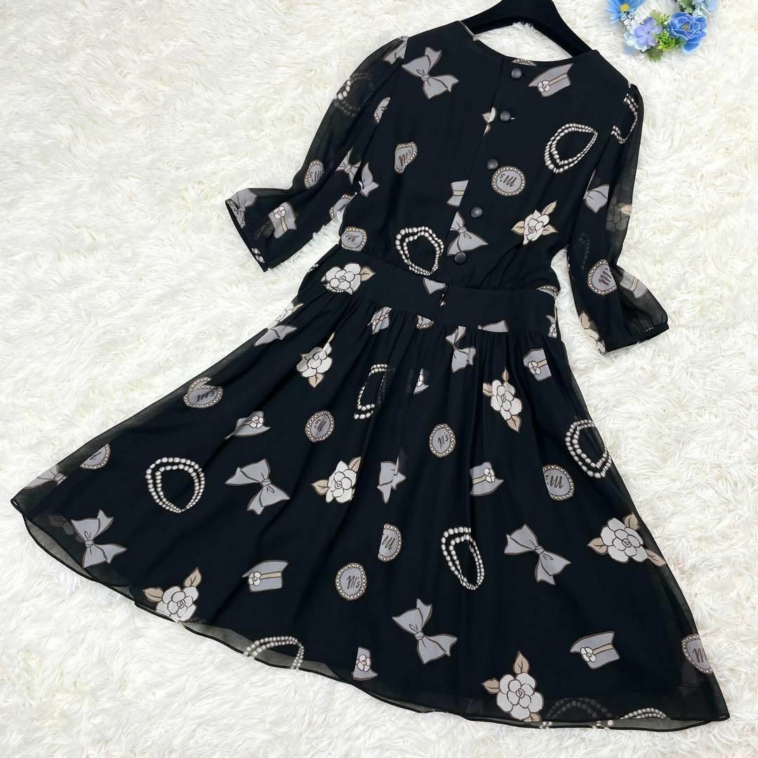 雑誌掲載☆美品☆エムズグレイシー クローゼット柄 ワンピース リボン カメリア