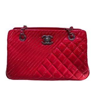 シャネル(CHANEL)の　シャネル CHANEL チェーントートバッグ ピンク/SV金具 エナメル レディース ショルダーバッグ(ショルダーバッグ)