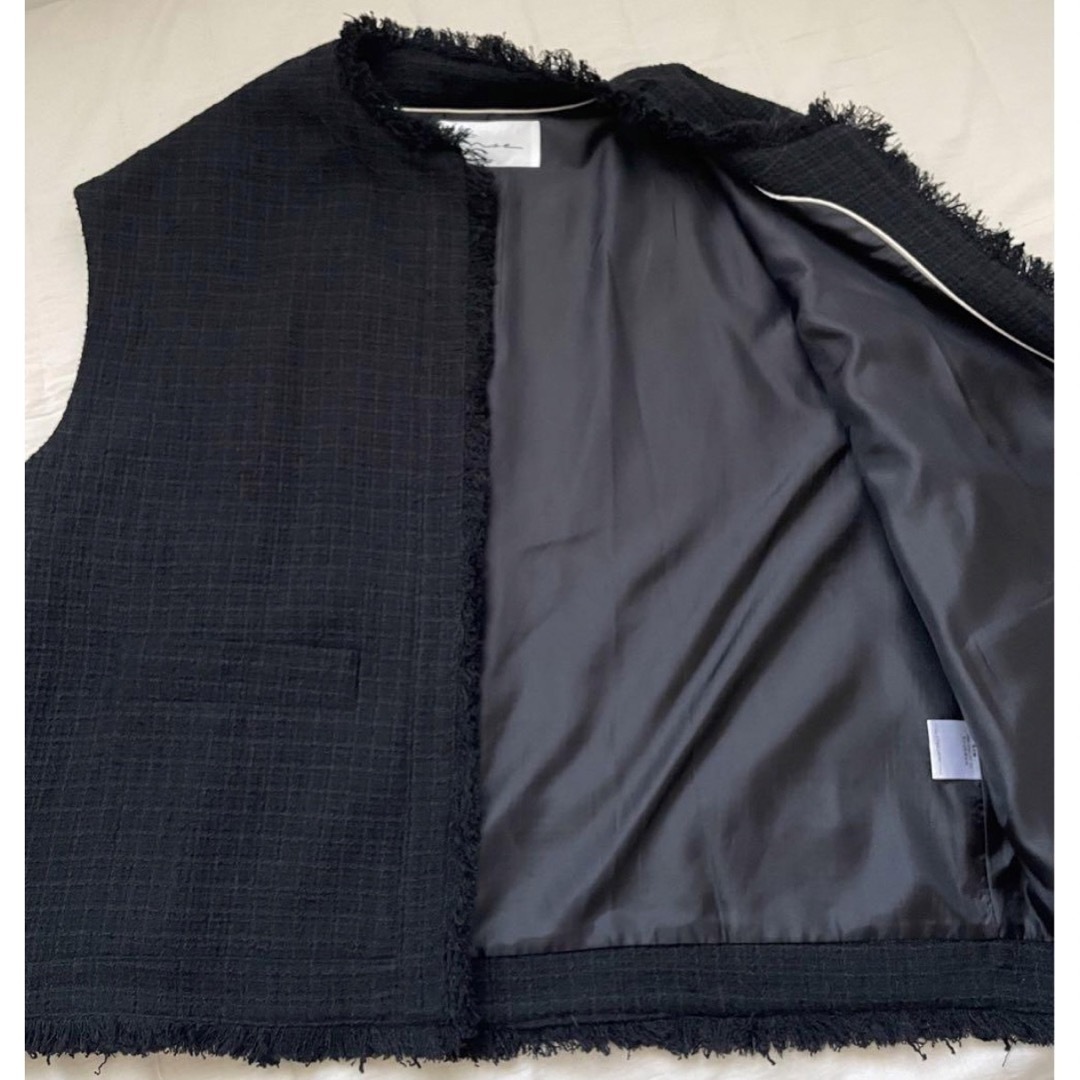 nae Novel Tweed Vest_black ベスト　ツイード