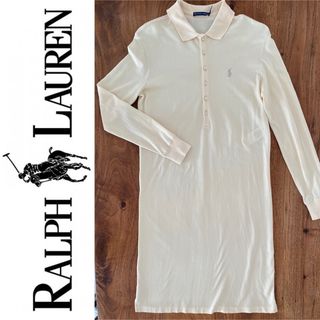 ラルフローレン(Ralph Lauren)の訳あり☆大特価☆1点限定【ラルフローレン】長袖 ベージュのポロワンピース(ひざ丈ワンピース)