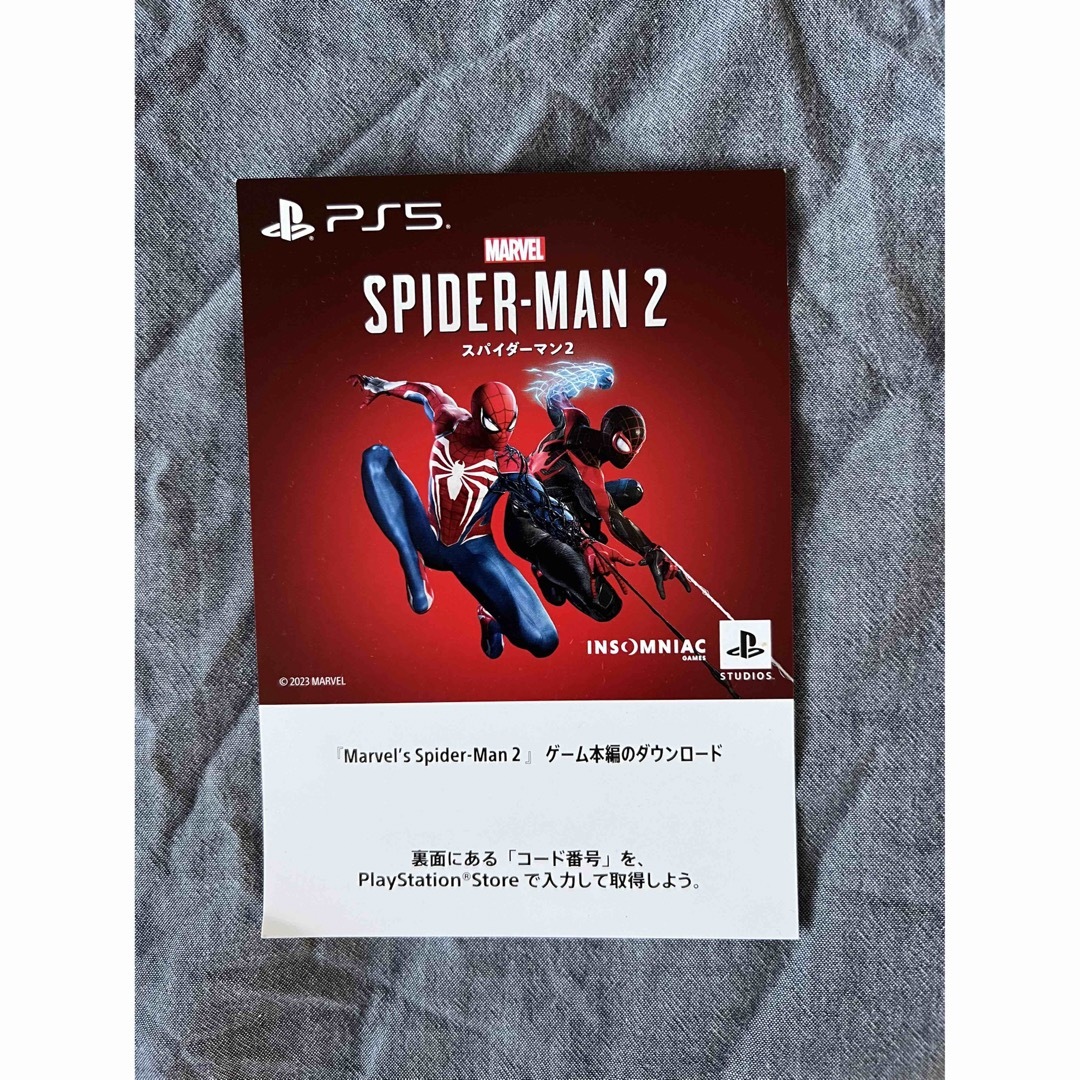 PS5 marvel's spider-man 2 プロダクトコード　未使用 エンタメ/ホビーのゲームソフト/ゲーム機本体(家庭用ゲームソフト)の商品写真