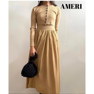 アメリヴィンテージ(Ameri VINTAGE)の♦︎未使用♦︎AMERI KNIT DOCKING VOLUME DRESS M(ロングワンピース/マキシワンピース)