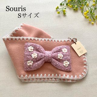 スーリー(Souris)の970【新品未使用タグ付き】大きなマーブルニットリボン♡華やかフリースマフラー(マフラー/ストール)