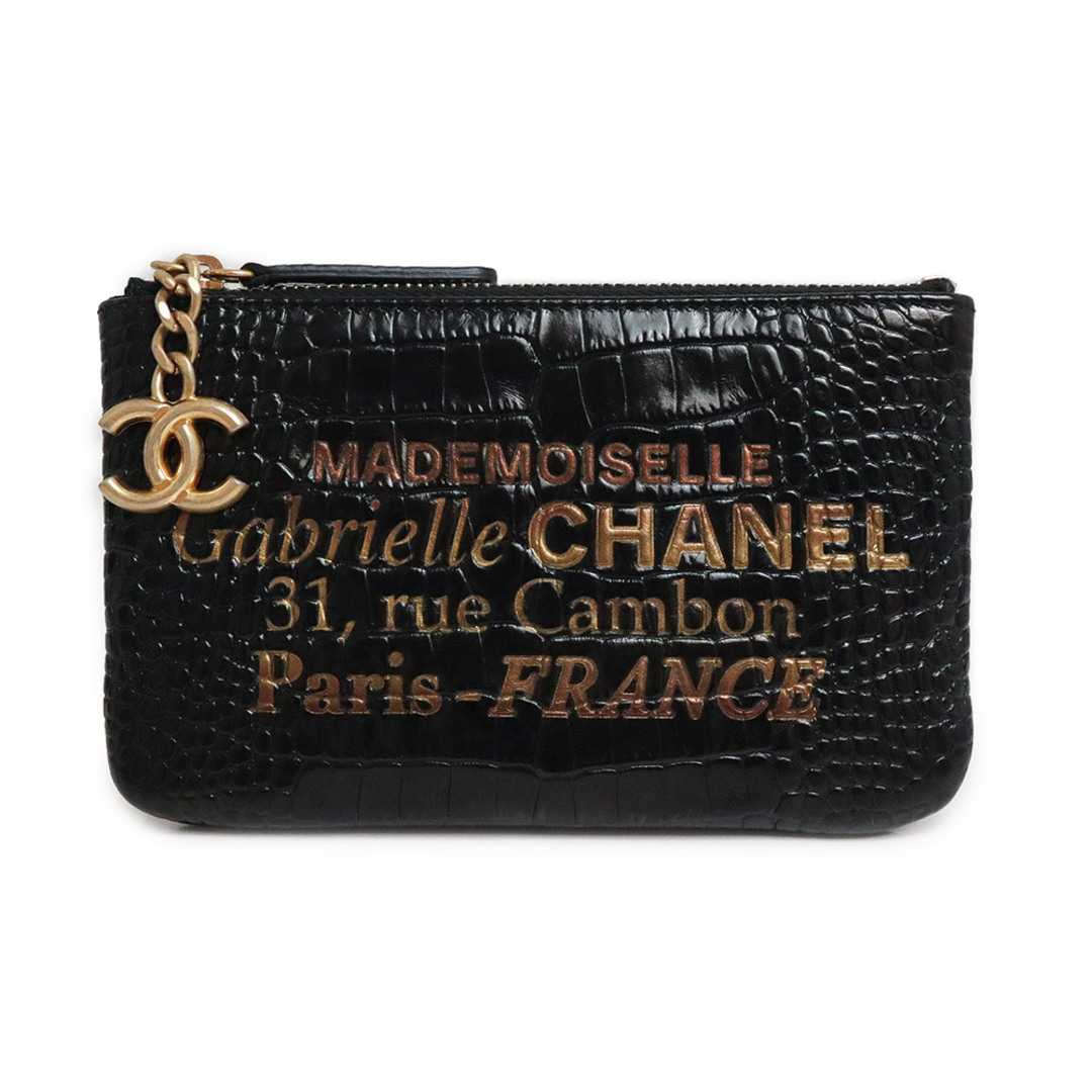 CHANEL(シャネル)のシャネル ガブリエル ドゥ シャネル クロコダイル型押し ポーチ カーフレザー  ブラック ゴールド 黒 ゴールド金具 AP0390 CHANEL（未使用保管品） レディースのファッション小物(ポーチ)の商品写真