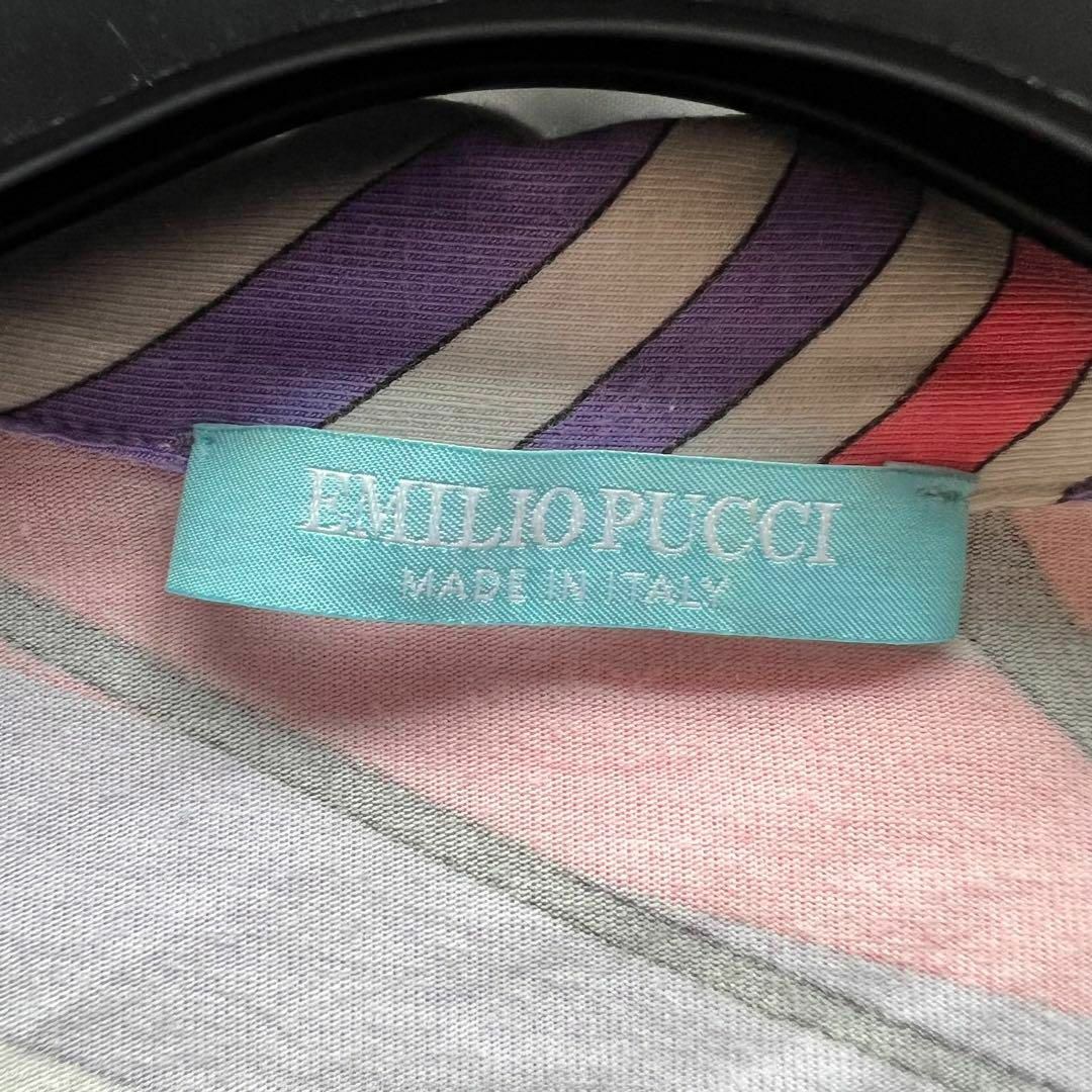 【良品】EMILIO PUCCI プッチ柄襟付きワンピース 半袖 タイト 34