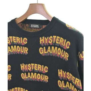 HYSTERIC GLAMOUR ニット・セーター L 黒x黄x赤(総柄)クルーネック袖丈