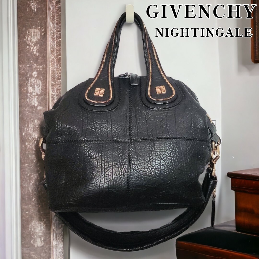 GIVENCHY ナイチンゲール シボ革 ブラック ゴールド ジバンシー